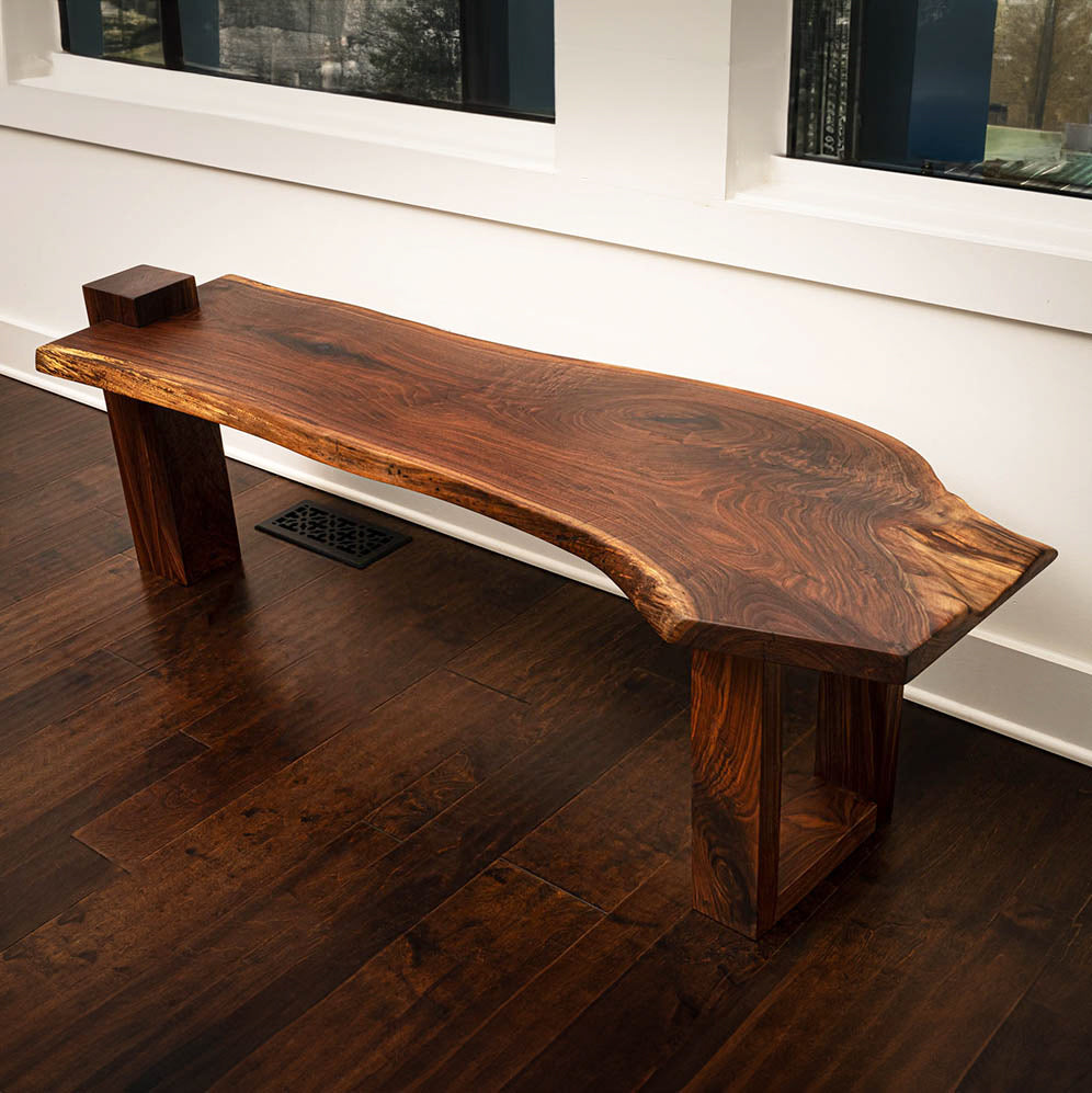 Live Edge Nakashima Style Walnut Bench (You will receive the item shown) Ciamillo Woodworks