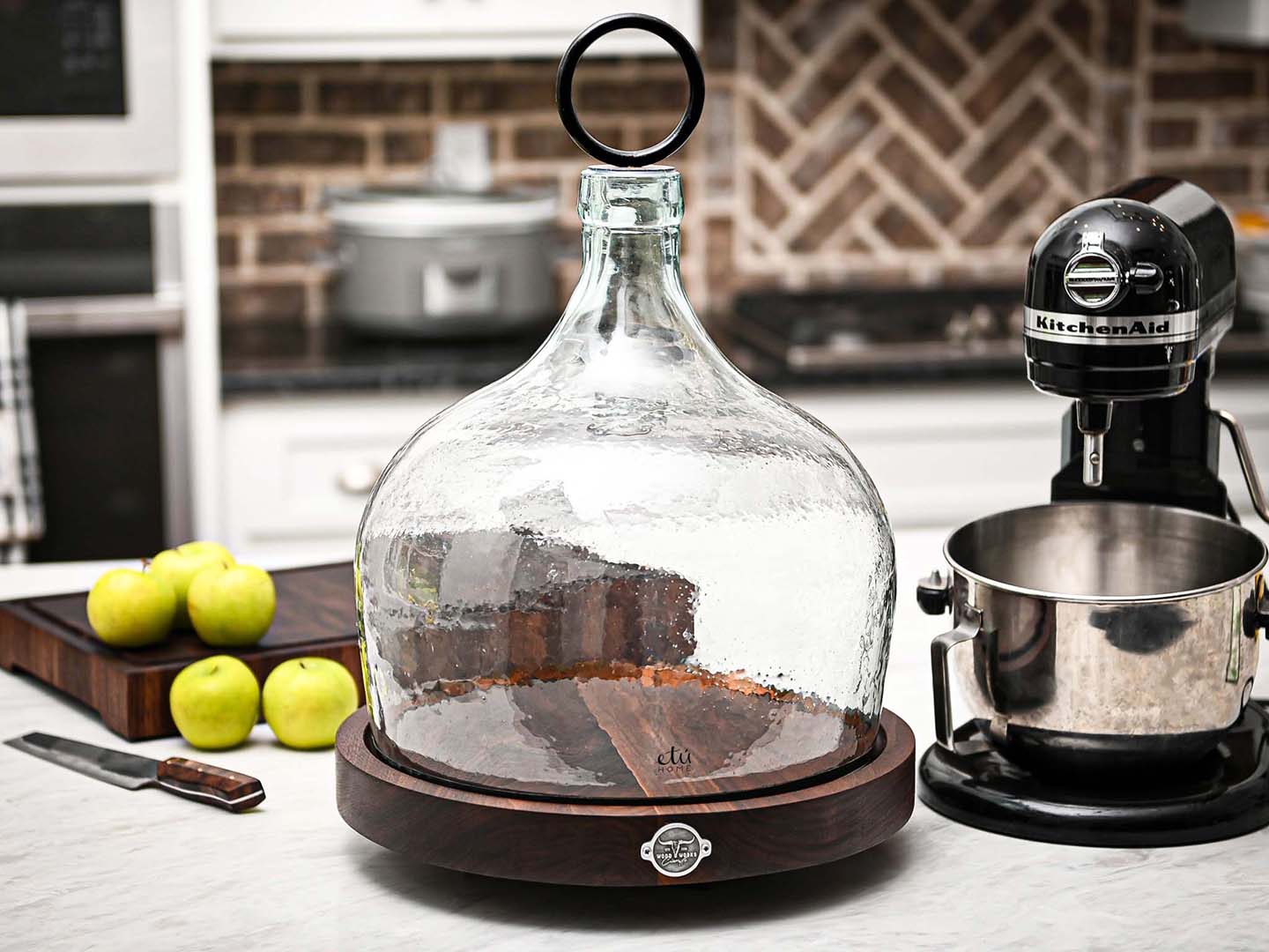 Walnut Trivet Base - 15” with Optional Glass Cloche