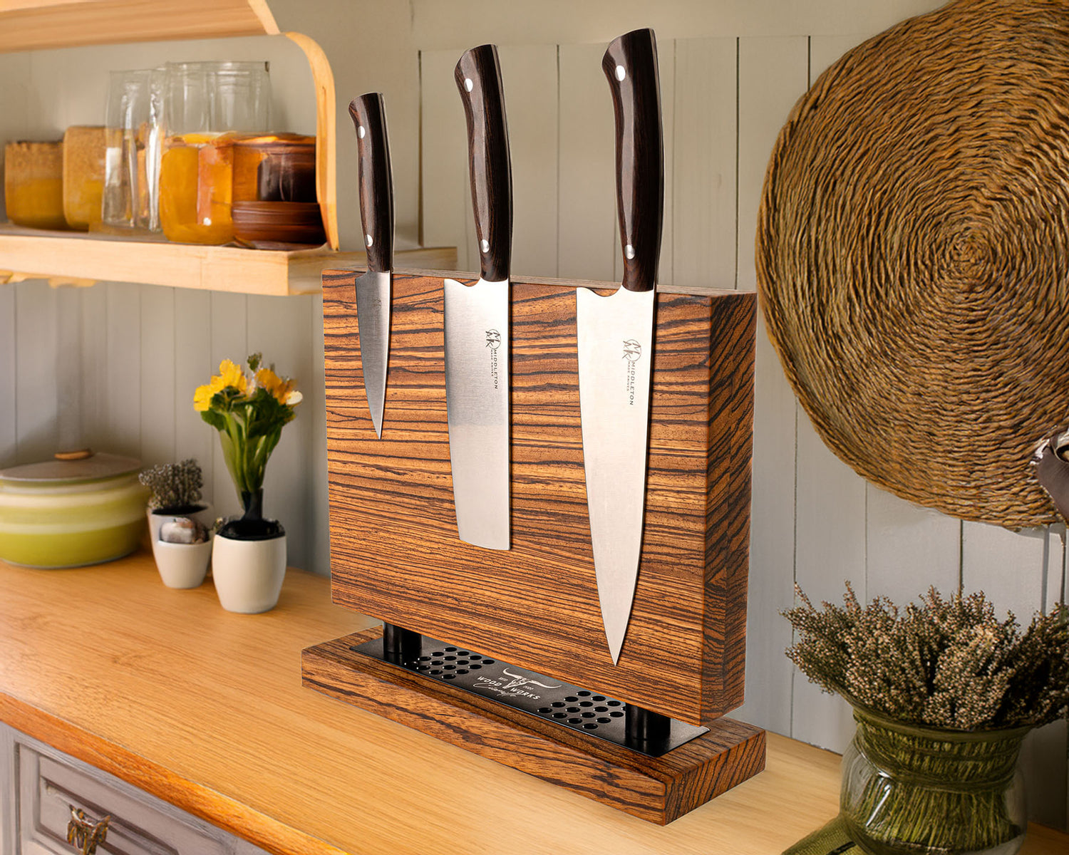 SALE! Solid Hardwood Magnetic Knife Block Ciamillo Woodworks