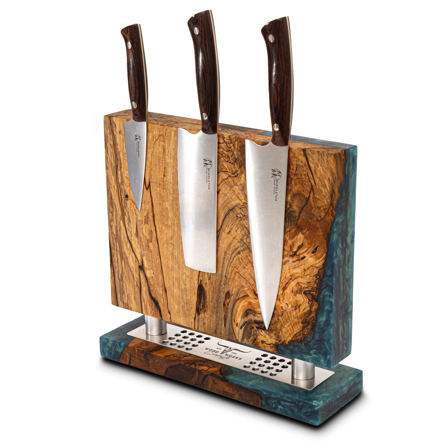 MA7 Spalted Maple and Epoxy Double-Sided Magnetic Knife Block (You Will Receive Block Shown)