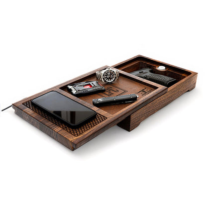 Charging Valet Tray with Hidden Storage