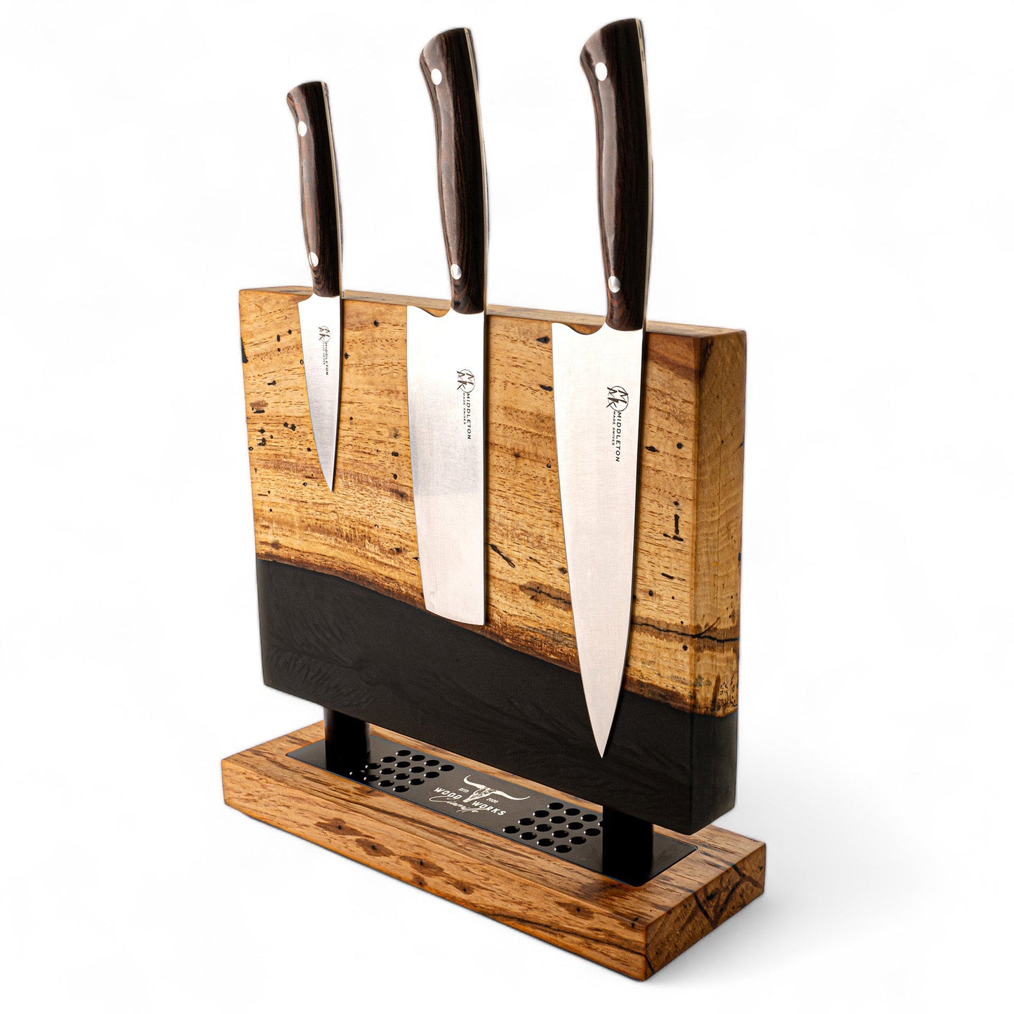 PE5 Pecan and Epoxy Resin Double-Sided Magnetic Knife Block (You Receive Block Shown) Ciamillo Woodworks