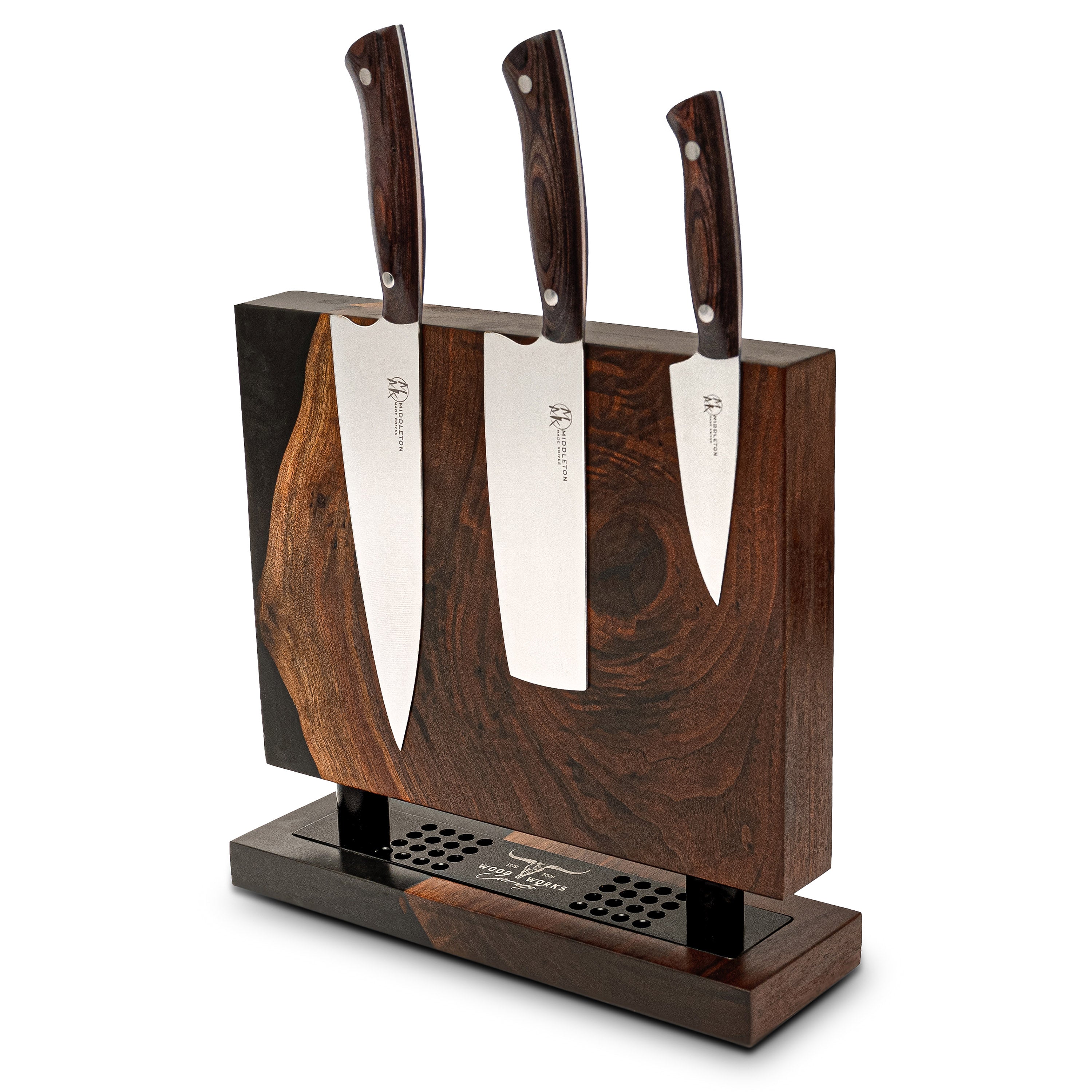 WA32 Walnut and Epoxy Resin Double-Sided Magnetic Knife Block (You Will Receive Block Shown) Ciamillo Woodworks