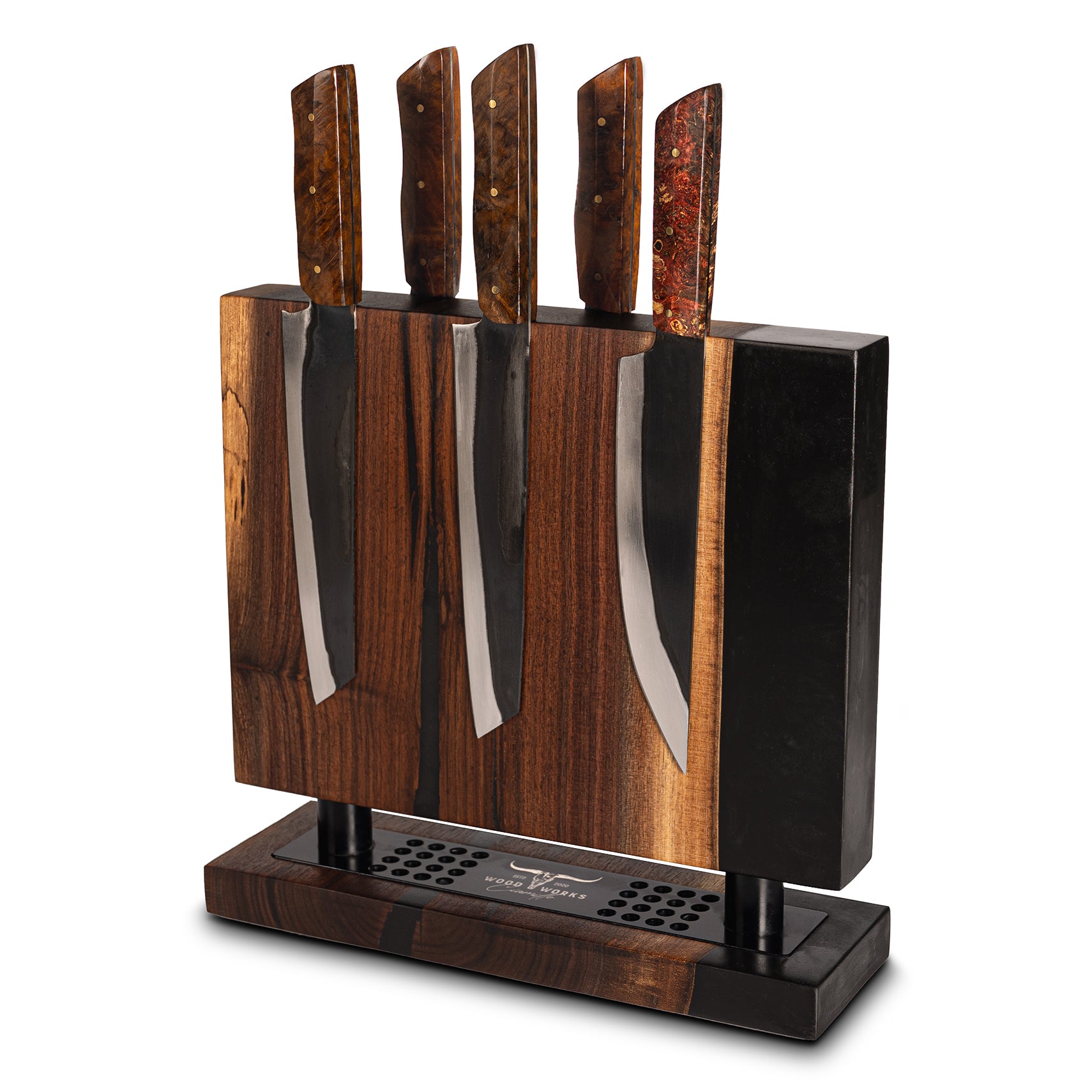 WA42 Walnut and Epoxy Resin Double-Sided Magnetic Knife Block (You Will Receive Block Shown)