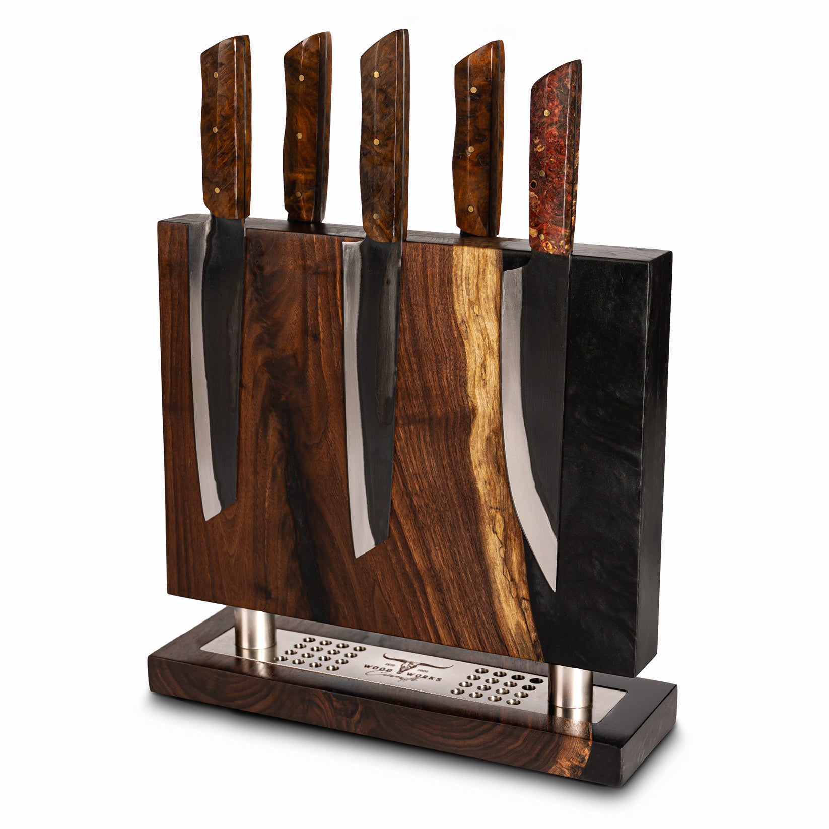 WA41 Walnut and Epoxy Resin Double-Sided Magnetic Knife Block (You Will Receive Block Shown)
