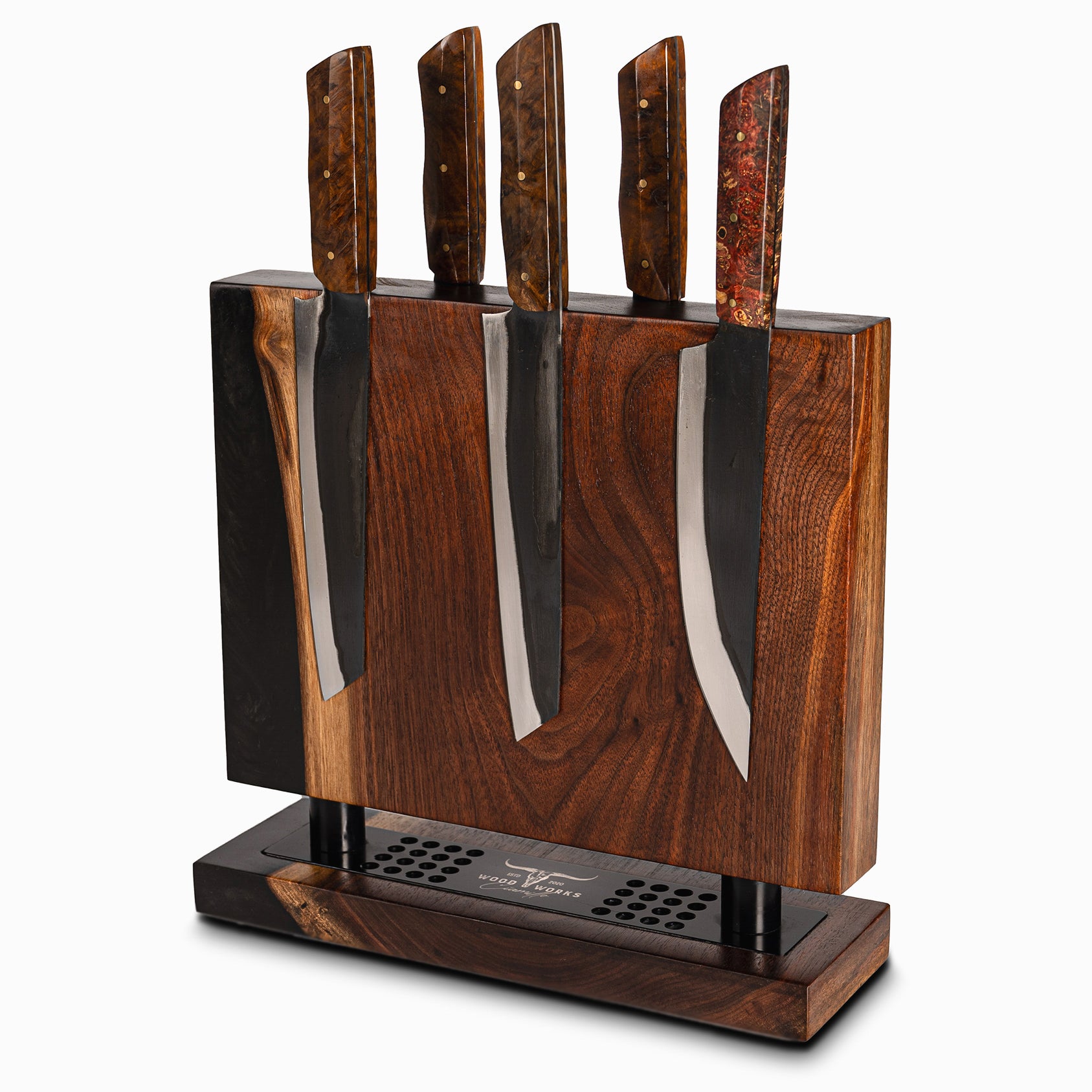 WA40 Walnut and Epoxy Resin Double-Sided Magnetic Knife Block (You Will Receive Block Shown)