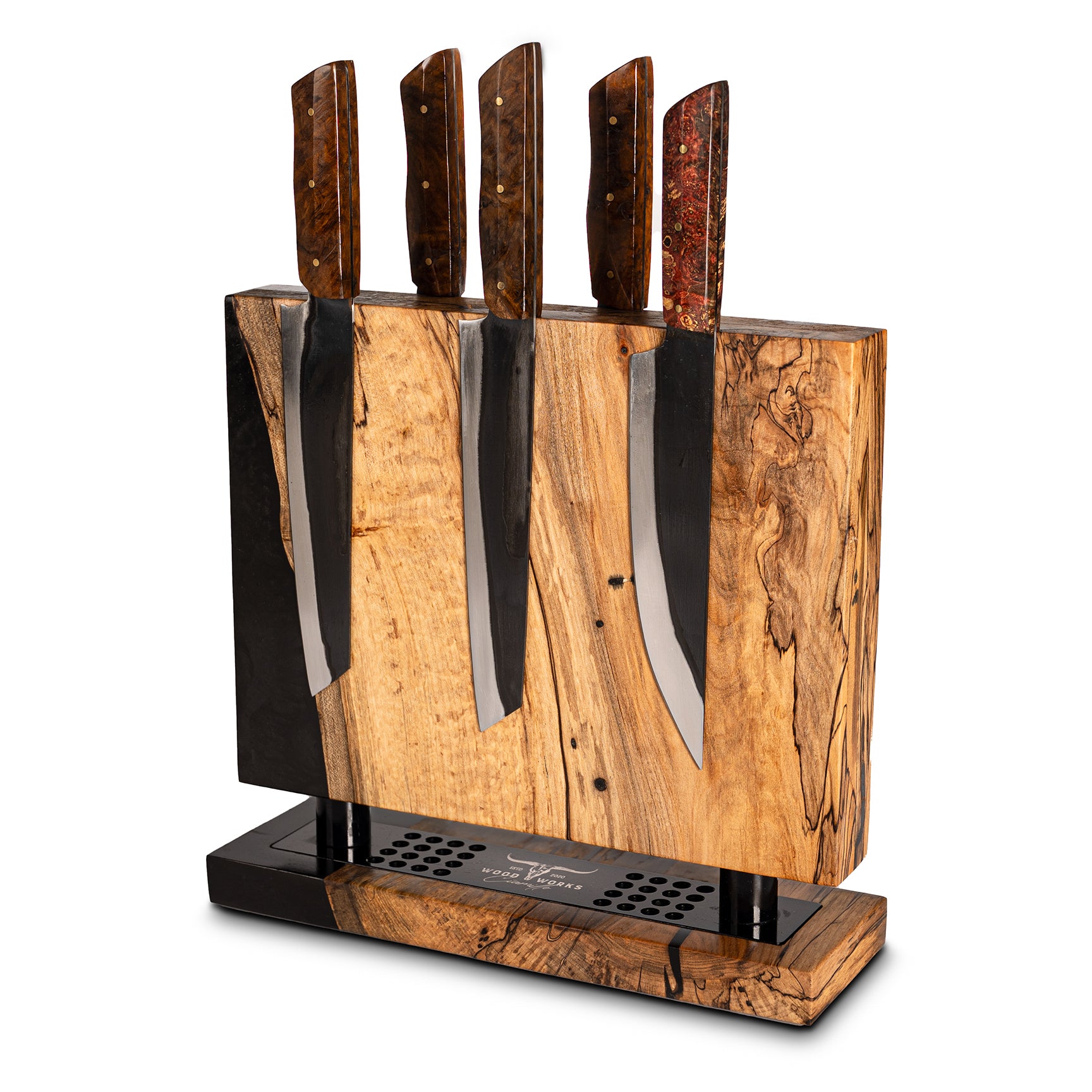 MA30 Spalted Maple and Epoxy Double-Sided Magnetic Knife Block (You Will Receive Block Shown)