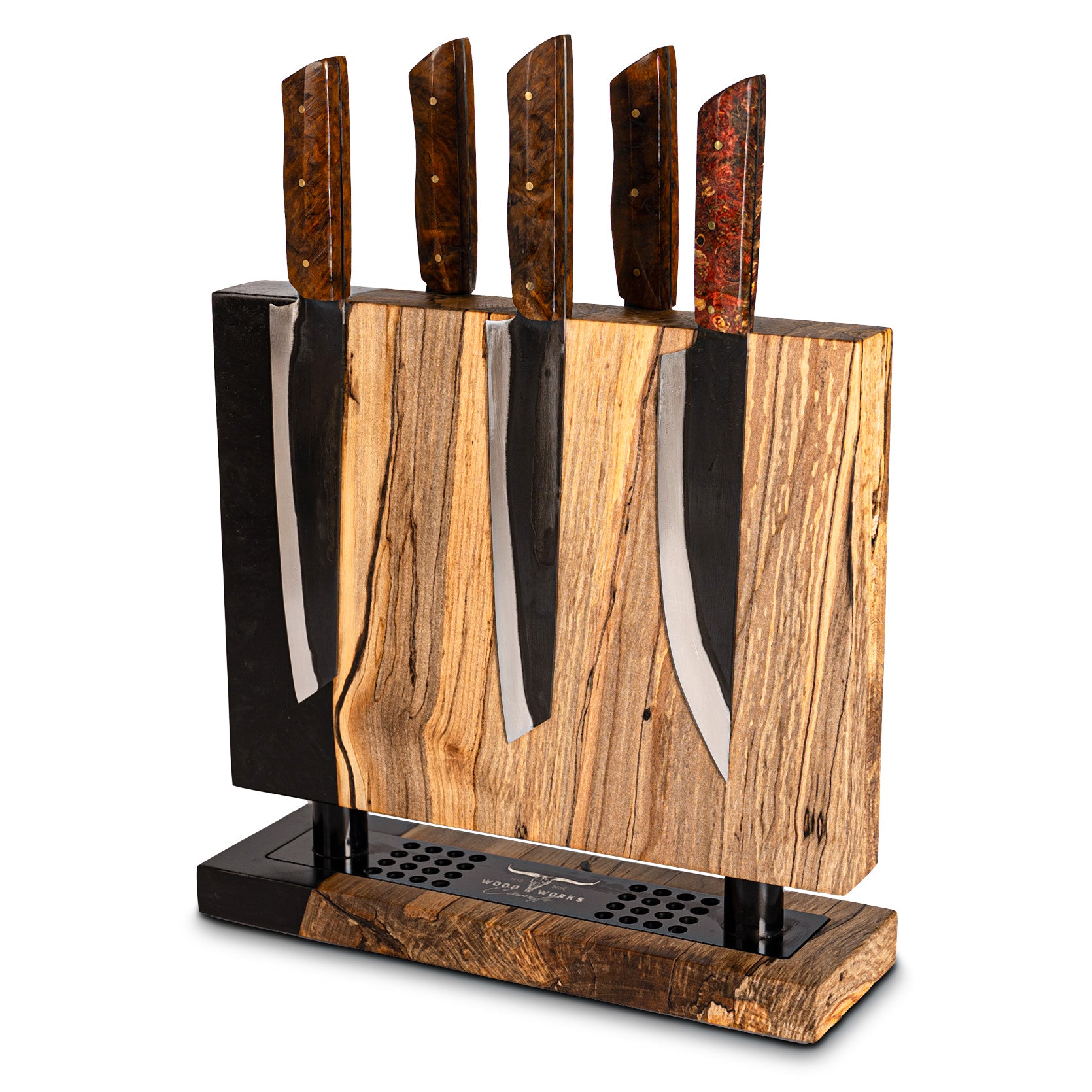 MA31 Spalted Maple and Epoxy Double-Sided Magnetic Knife Block (You Will Receive Block Shown)