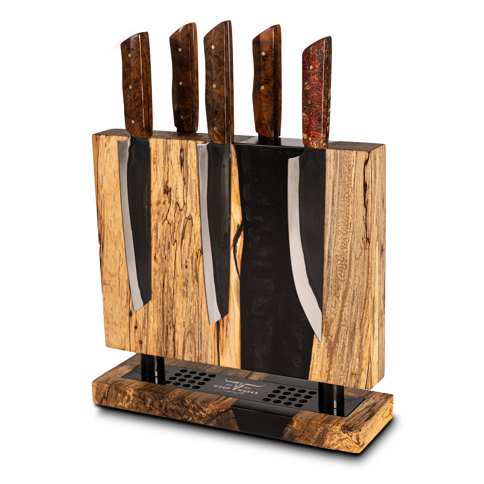 MA33 Spalted Maple and Epoxy Double-Sided Magnetic Knife Block (You Will Receive Block Shown)