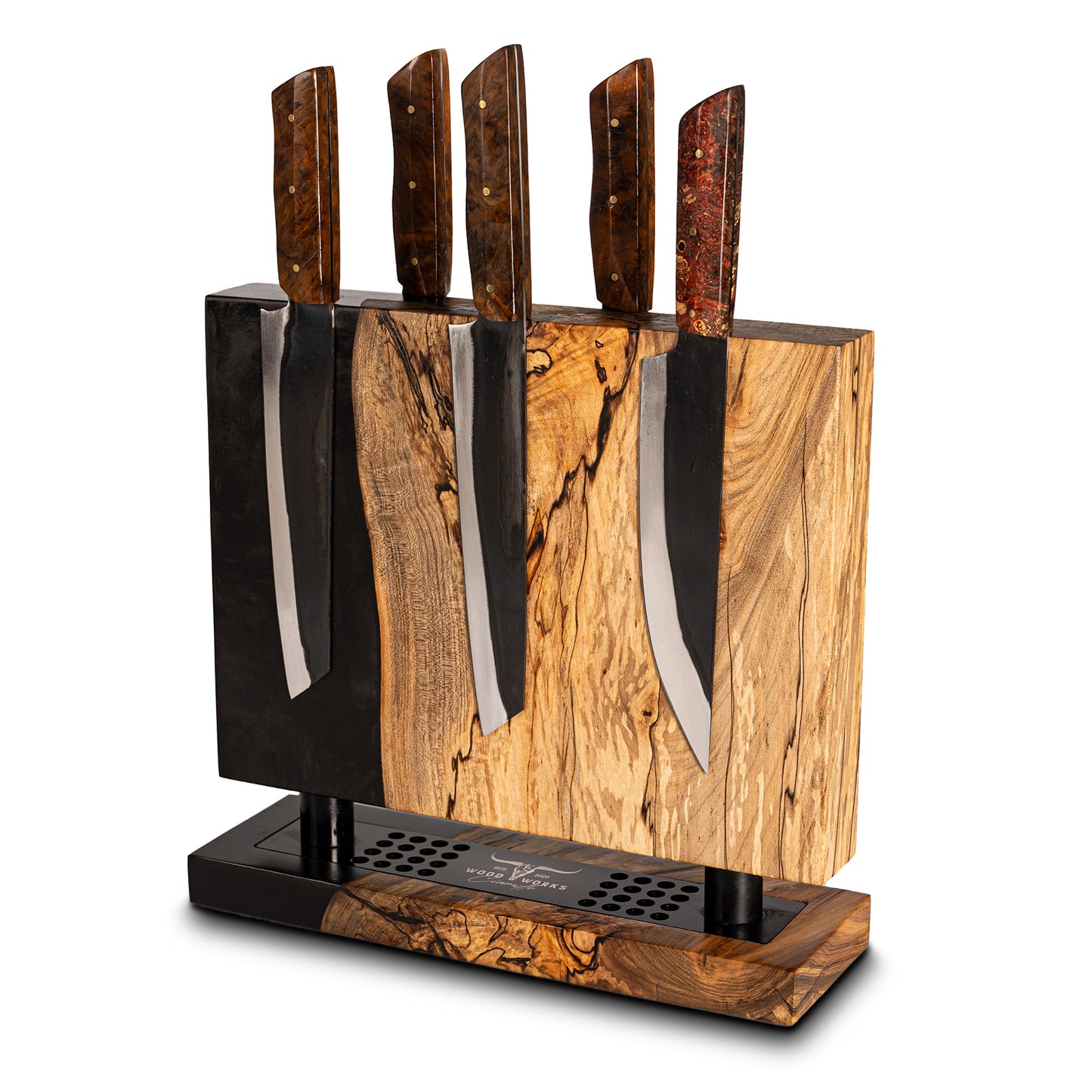 MA32 Spalted Maple and Epoxy Double-Sided Magnetic Knife Block (You Will Receive Block Shown)