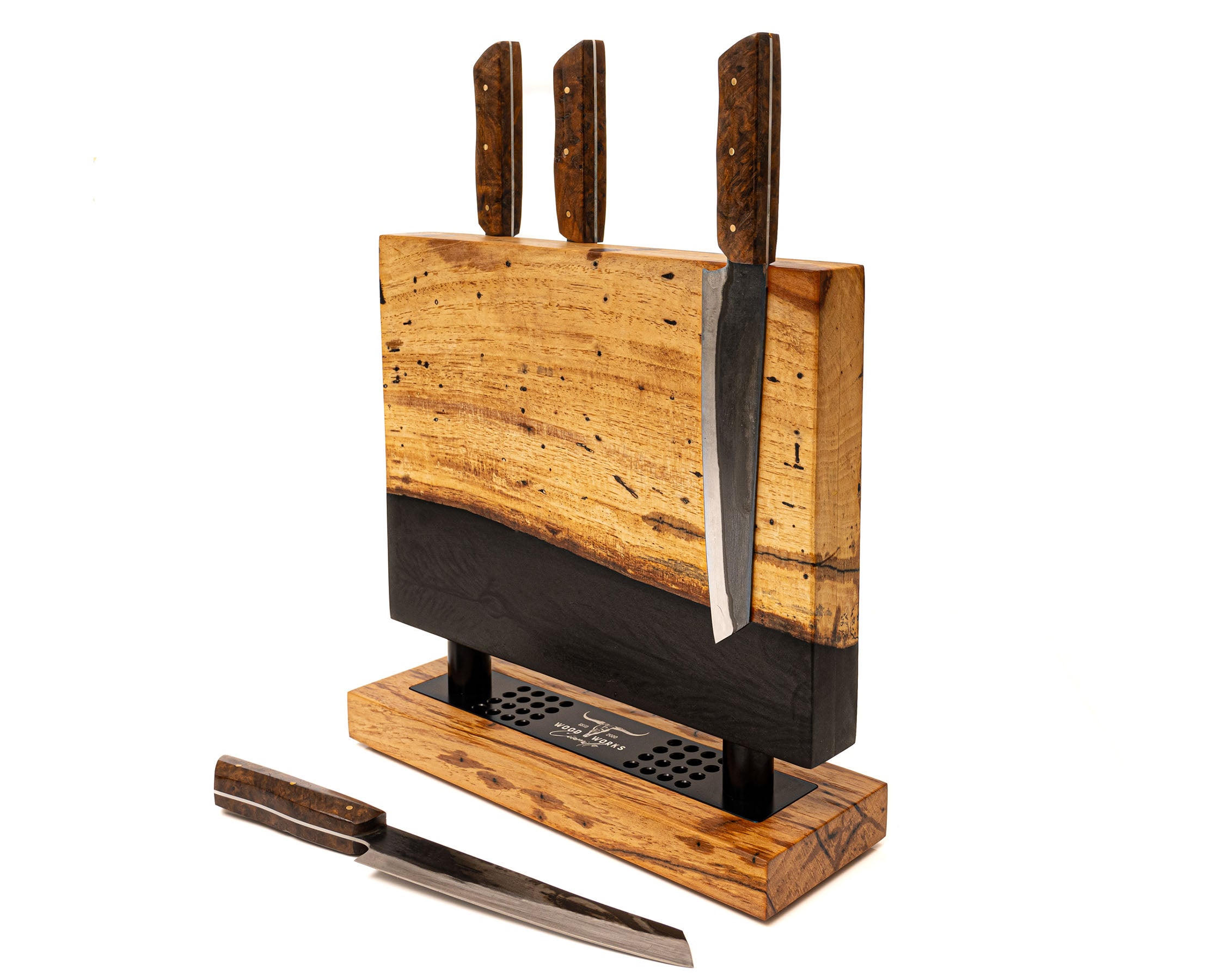 PE5 Pecan and Epoxy Resin Magnetic Knife Block (You Receive the Knife Block Shown)