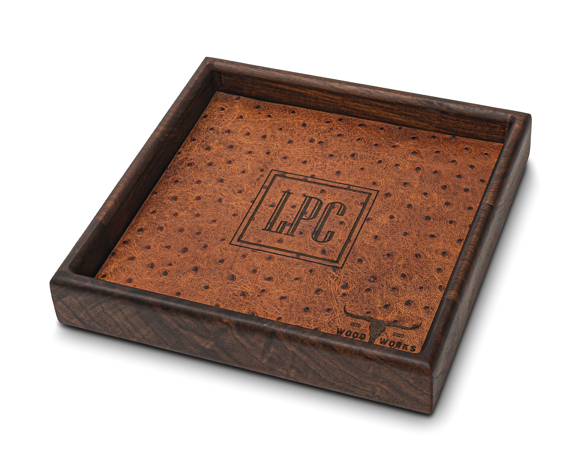 Walnut & Leather Valet Tray Ciamillo Woodworks