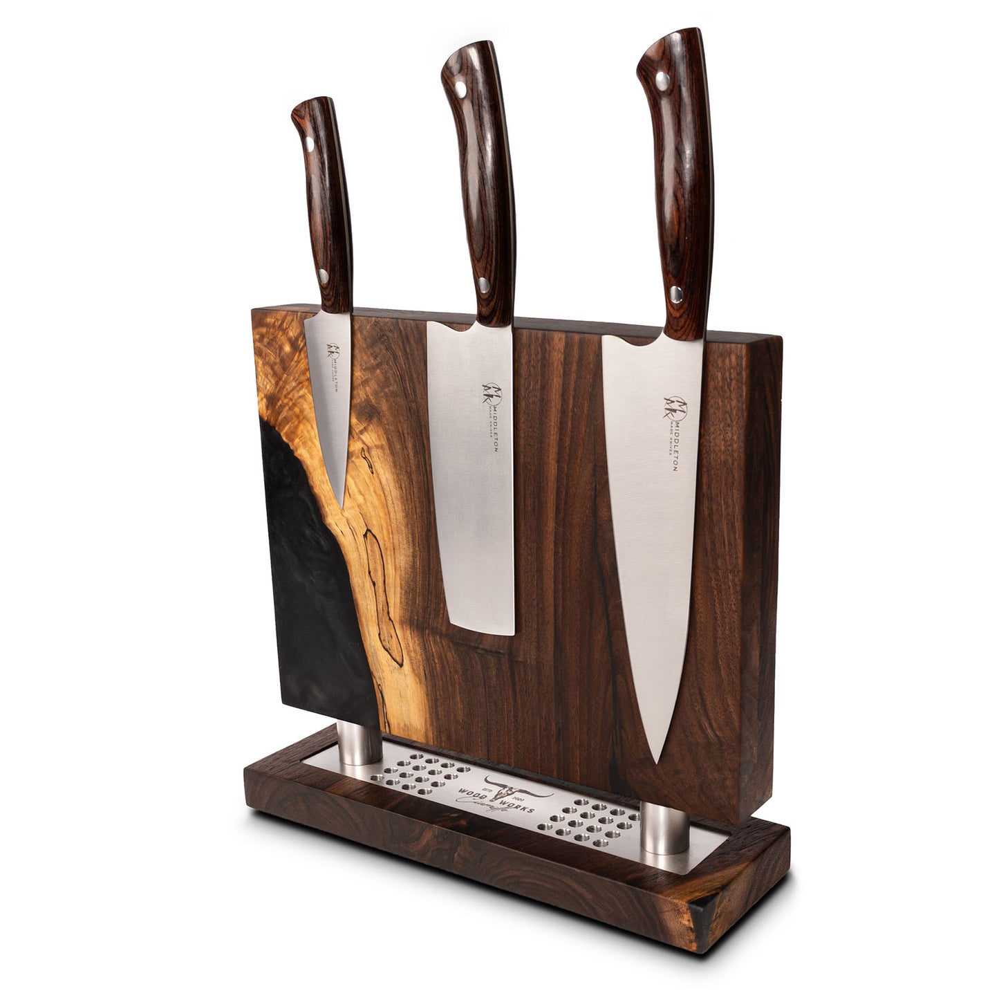 WA25 Walnut and Epoxy Resin Double-Sided Magnetic Knife Block (You Will Receive Block Shown) Ciamillo Woodworks