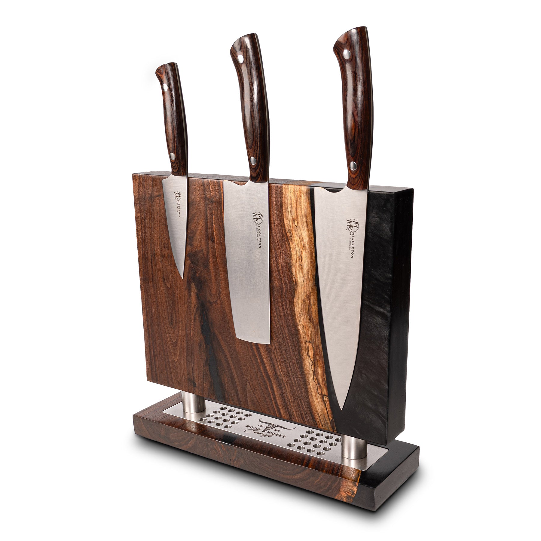 WA26 Walnut and Epoxy Resin Double-Sided Magnetic Knife Block (You Will Receive Block Shown) Ciamillo Woodworks