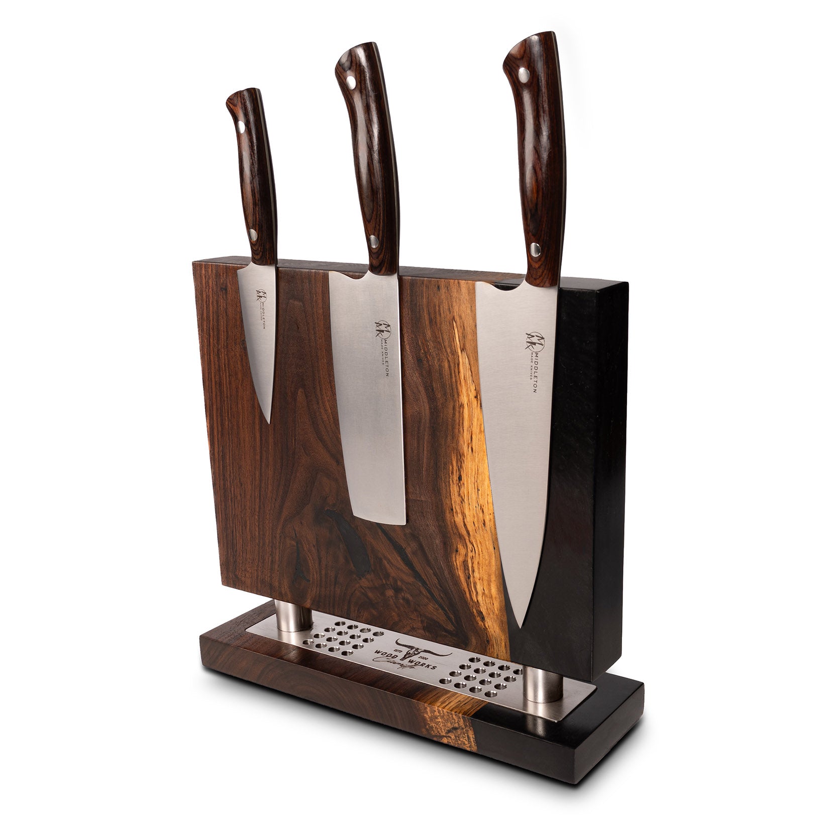 WA27 Walnut and Epoxy Resin Double-Sided Magnetic Knife Block (You Will Receive Block Shown) Ciamillo Woodworks