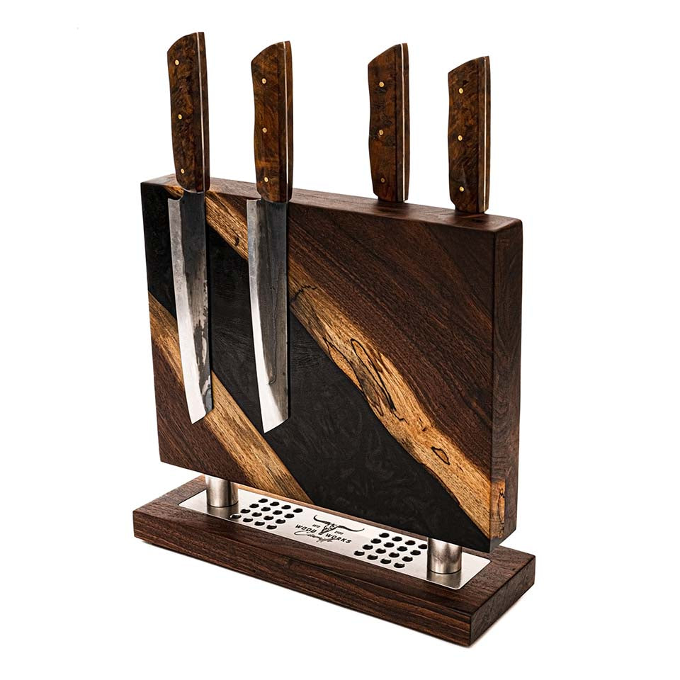 WA6 Walnut and Epoxy Resin Magnetic Knife Block.(You Will Receive the Knife Block Shown)