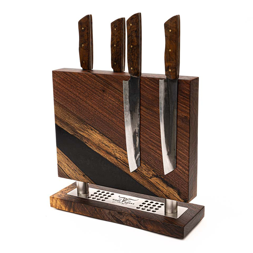 WA7 Walnut and Epoxy Resin Magnetic Knife Block.(You Will Receive the Knife Block Shown)