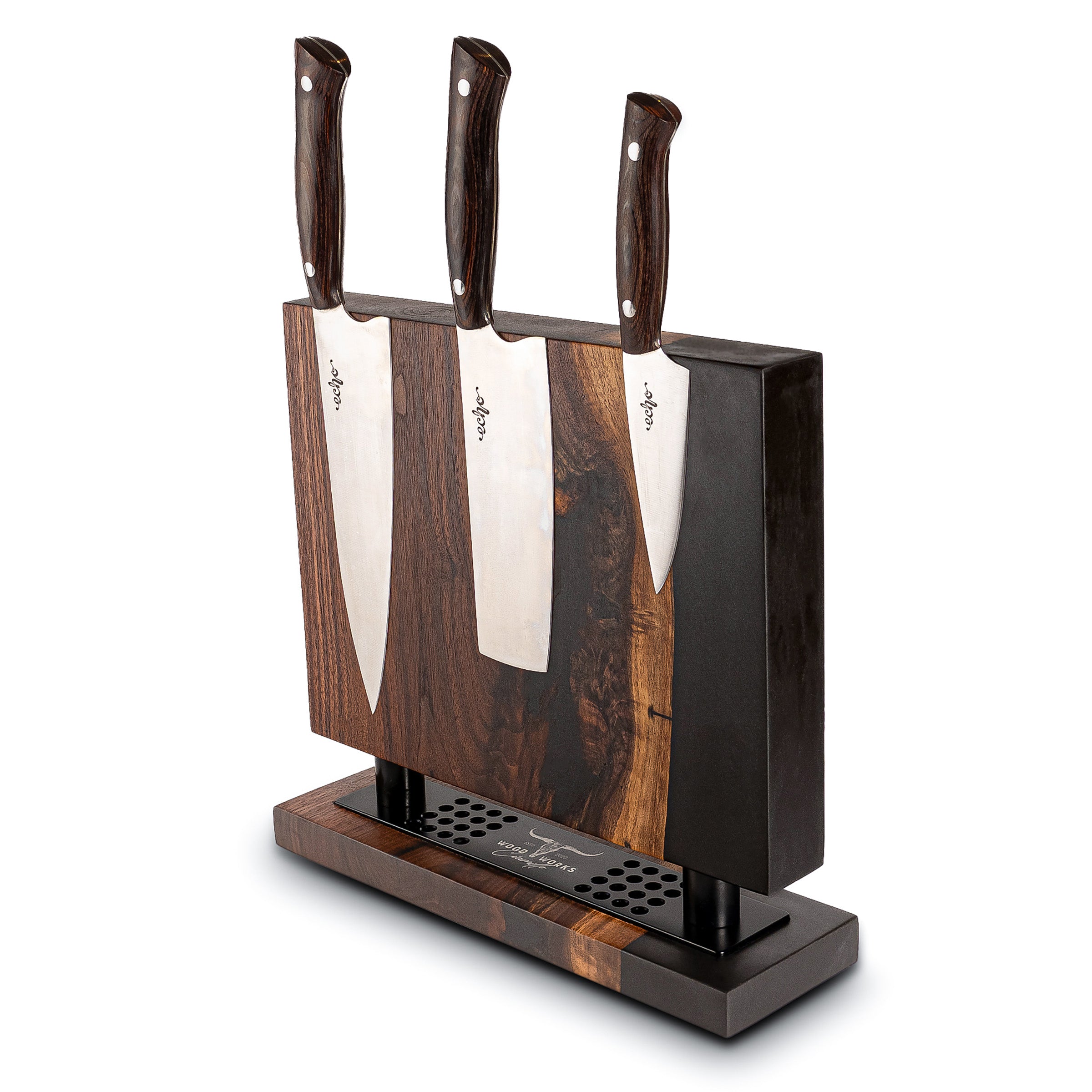 WA31 Walnut and Epoxy Resin Double-Sided Magnetic Knife Block (You Will Receive Block Shown)